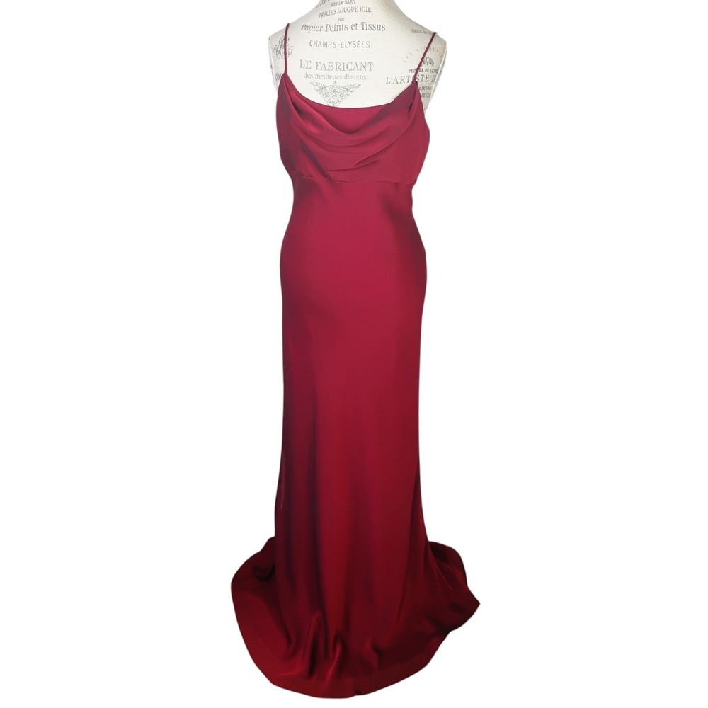 Vtg Y2K 90s Prom Dress Maxi Gown Size‎ 14 Red Drape Goth Whimsigoth Vamp Evening